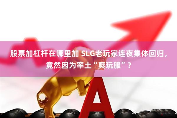 股票加杠杆在哪里加 SLG老玩家连夜集体回归，竟然因为率土“爽玩服”？
